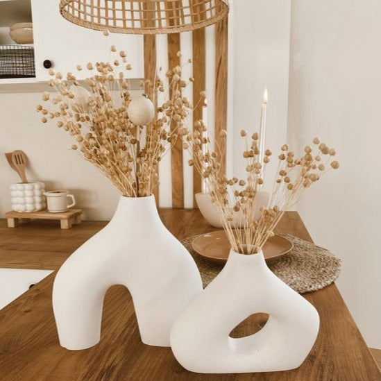 Premium Oblong Vase 2 Piece Set Elegant Modern Home Decor Accent