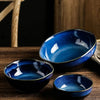 Elegant Deep Blue Glazed Ceramic Dining Bowl For Modern Tabletop