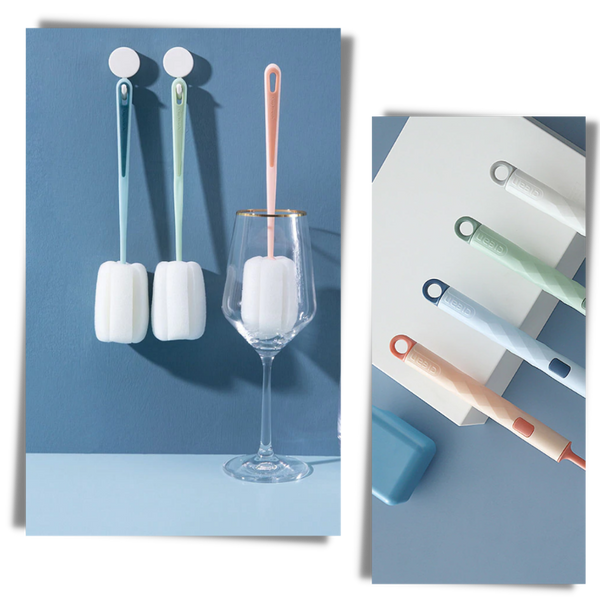 Eliminates Stains Easily With Versatile Bottle Cleaning Sponge Brush