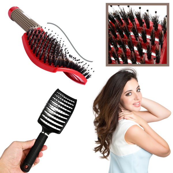 Natural Boar Bristle Hairbrush For Relaxing Scalp Massage