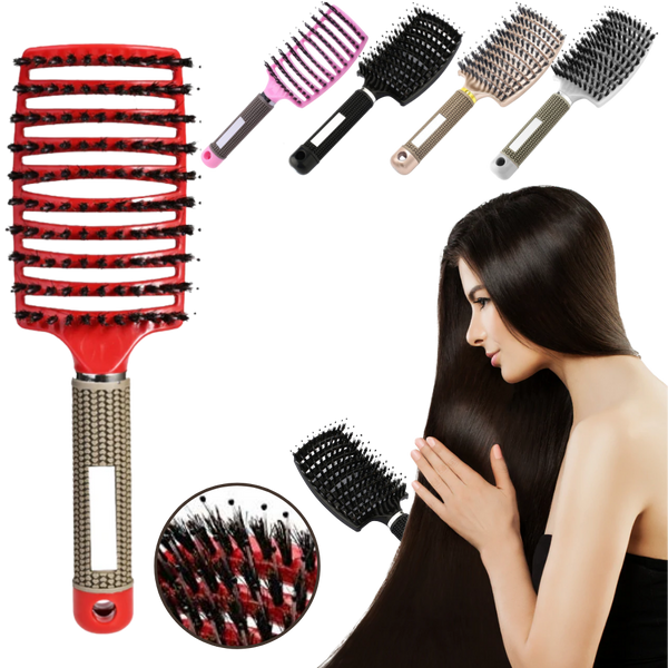 Natural Boar Bristle Hairbrush For Relaxing Scalp Massage