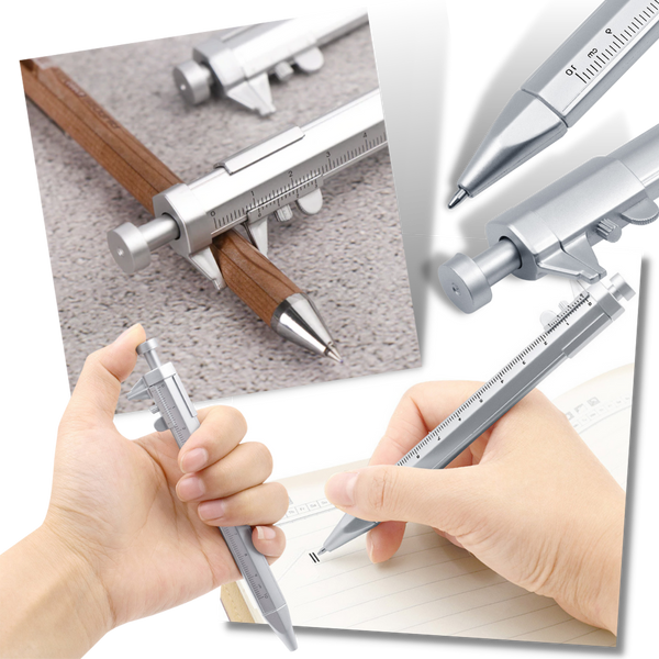 Compact Caliper Ballpoint Pen With Built In Measuring Scale