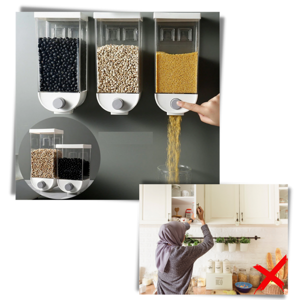 Adhesive Wall Mounted Cereal Dispenser With Dustproof Design