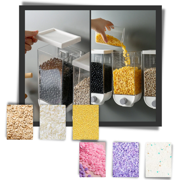 Adhesive Wall Mounted Cereal Dispenser With Dustproof Design