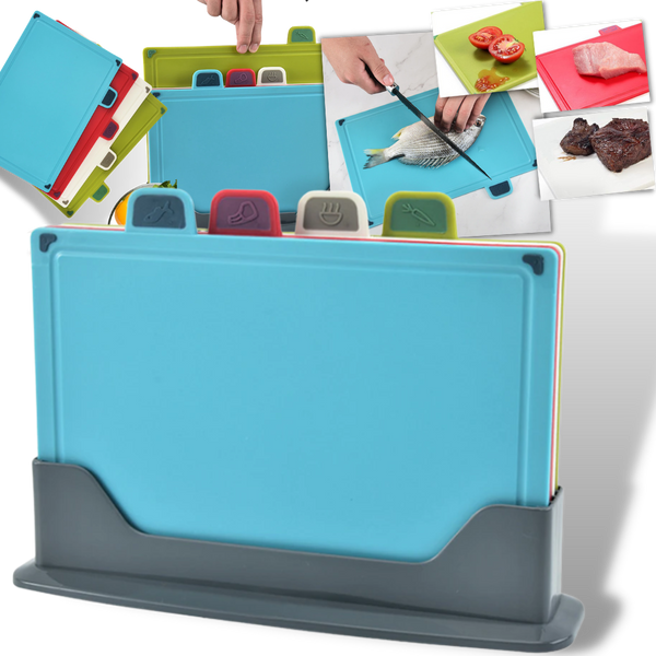 Premium Four-Piece Chopping Board Set With Holder For Easy Precise Prep