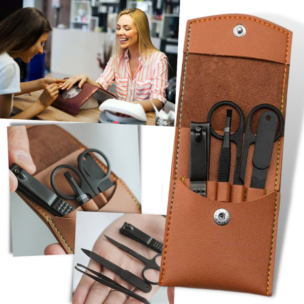 Portable Manicure Kit With Case Four Piece Set For Pro Nail Care On The Go