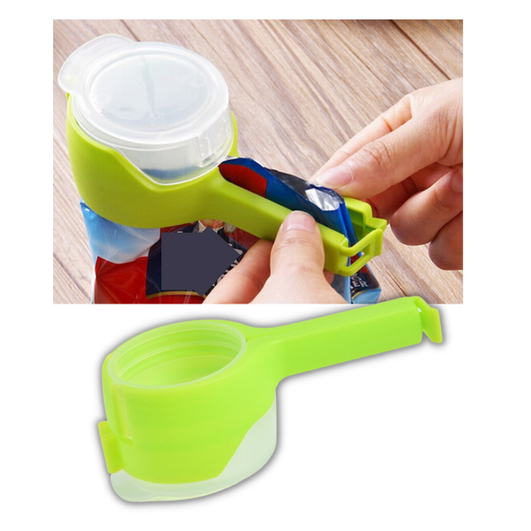 Two Pack Reusable Bag Clip With Lid Keeps Snacks Fresh And Airtight