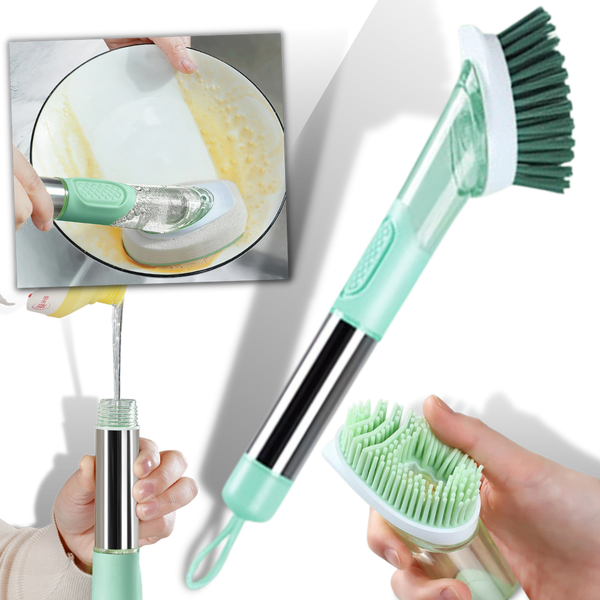 Soap Dispensing Dish Brush For Gentle Scratch Free Cleaning