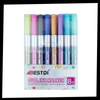 Eight-Pack Double-Line Marker Pens for Long-Lasting Colors