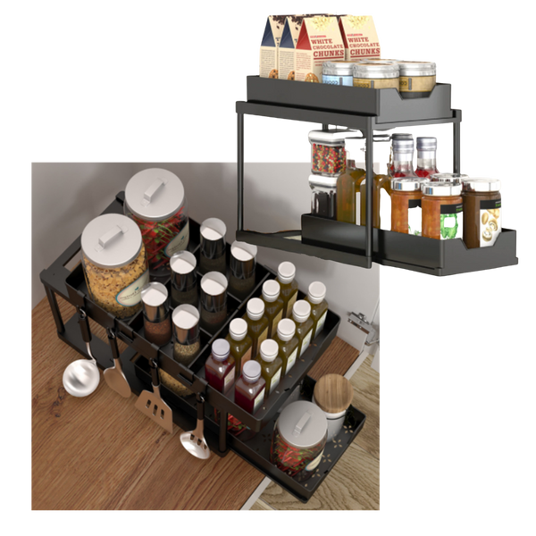 Two Drawer Spice Organizer For Streamlined Kitchen Storage