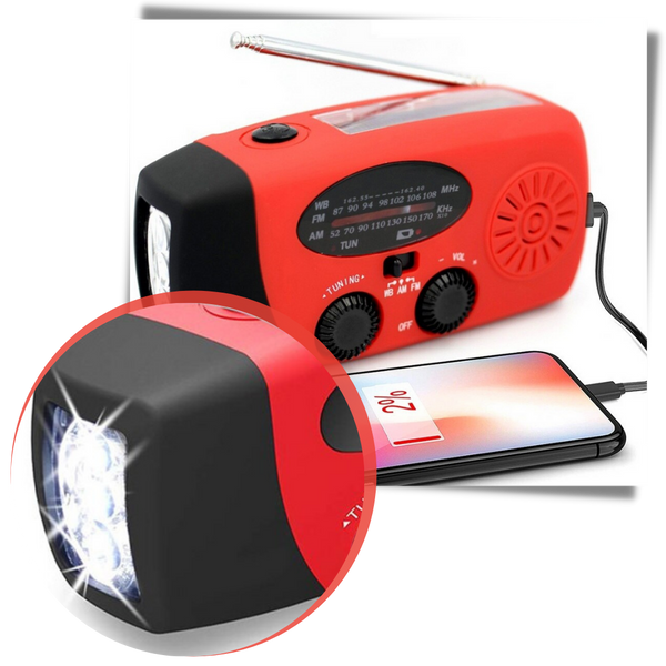 Hand Crank Emergency Radio With Waterproof Durability And Multiple Charging