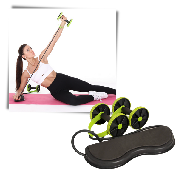 Core Roller With Resistance Bands For Full Body Home Workout