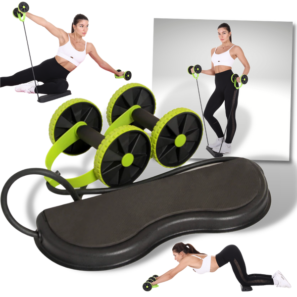 Core Roller With Resistance Bands For Full Body Home Workout