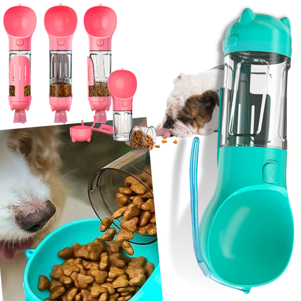 All In One Portable Pet Feeder and Hydration Bottle for Travel
