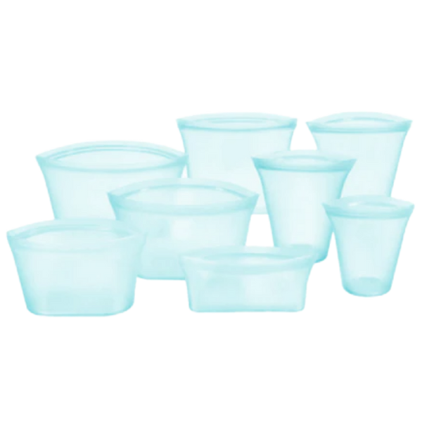 Eight-Pack Reusable Silicone Food Bags Keep Food Fresh, Leakproof Storage