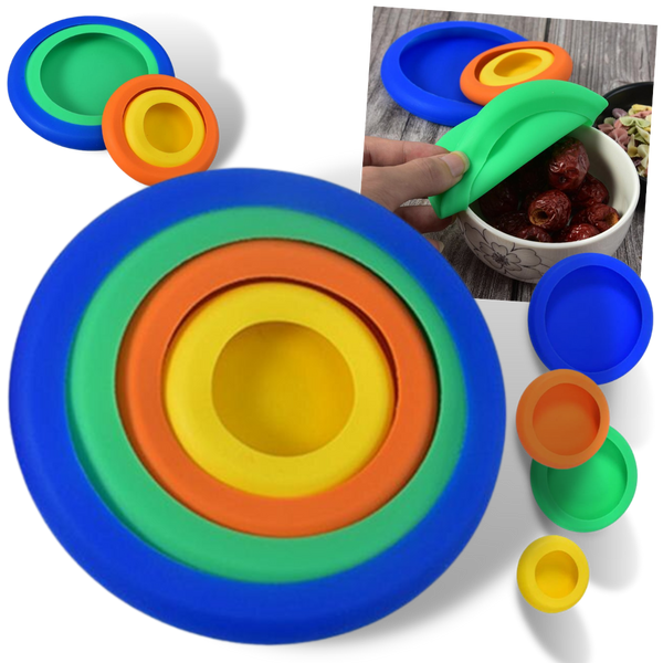 Silicone Premium Stretch Lids Set For Food Preservation 4 Pack