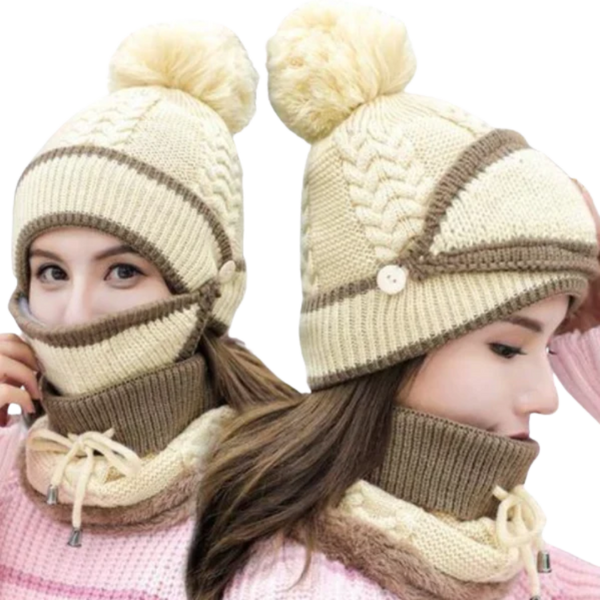 Premium Winter Beanie Set With Face Mask And Neck Warmer For All Day Warmth