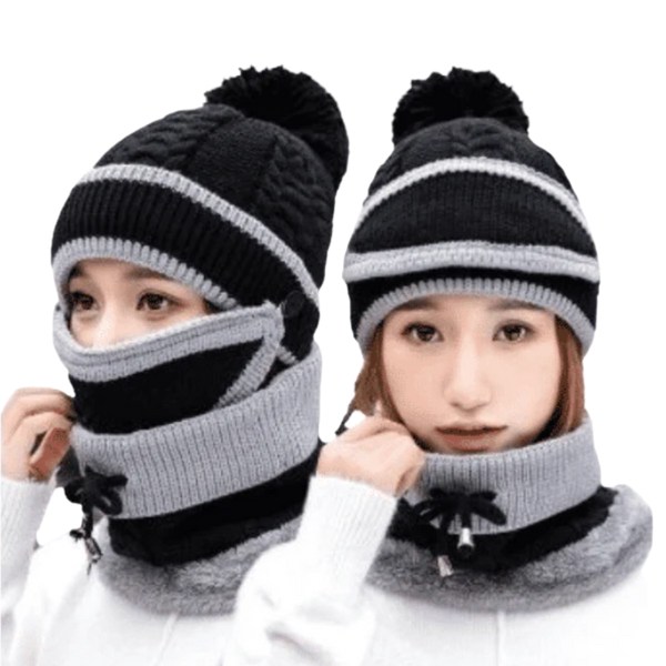 Premium Winter Beanie Set With Face Mask And Neck Warmer For All Day Warmth
