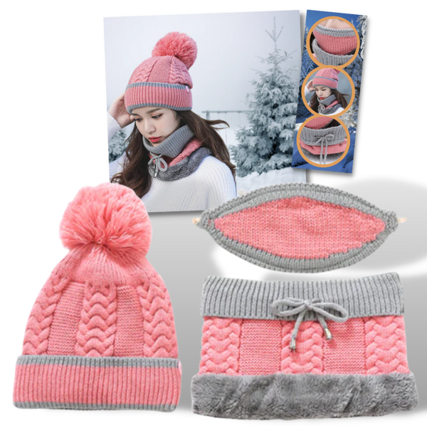 Premium Winter Beanie Set With Face Mask And Neck Warmer For All Day Warmth