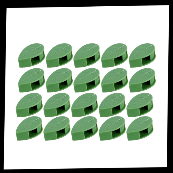 Set Of 20 Leaf Shaped Adhesive Clips For Climbing Plants With Neat Support