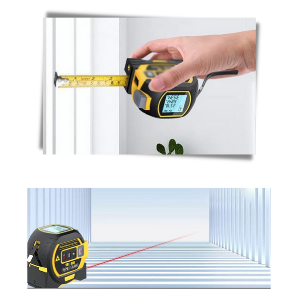 3-In-1 Laser Tape Measure With Accurate Readings And Self Lock