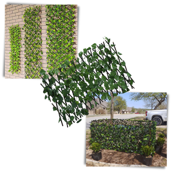 Expandable Artificial Plant Fence for Privacy and UV Protection