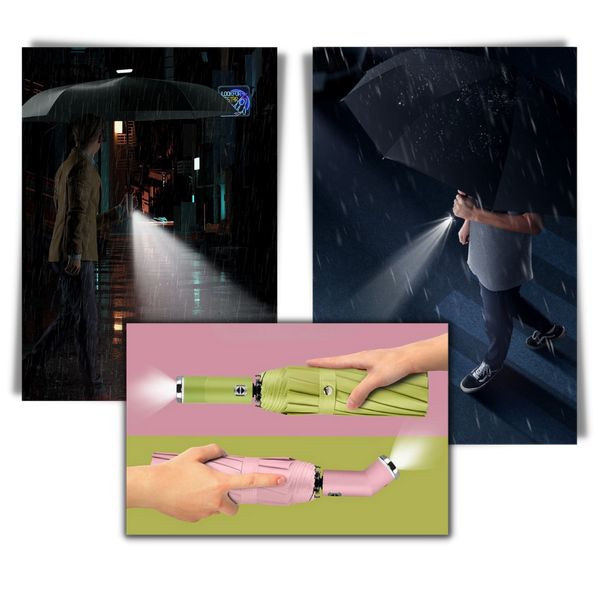 Windproof LED Umbrella With Integrated Night Light For All Weather