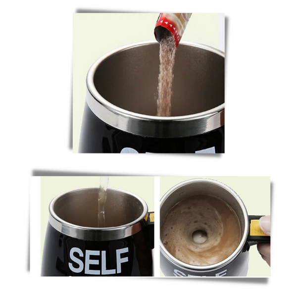 Premium Self-Stirring Stainless Steel Mug For On-The-Go Coffee