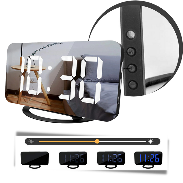 Smart Mirror Alarm Clock With Dual Function For Gentle Wake Ups