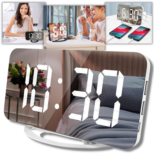 Smart Mirror Alarm Clock With Dual Function For Gentle Wake Ups