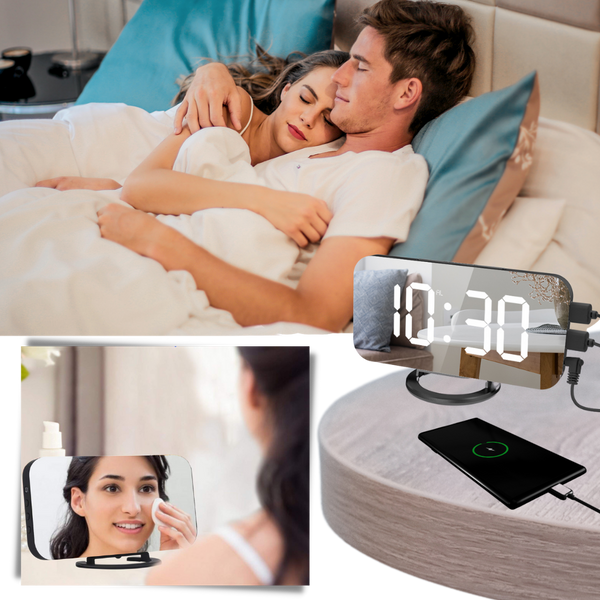 Smart Mirror Alarm Clock With Dual Function For Gentle Wake Ups