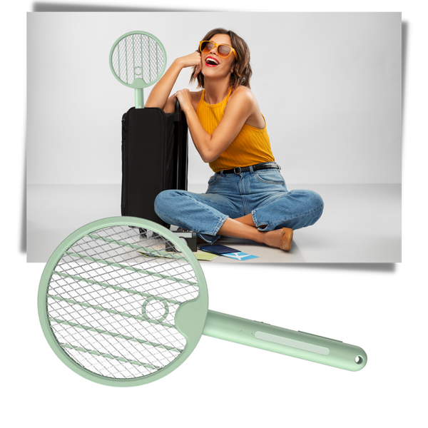 Rechargeable Two In One Foldable Mosquito Racket For Indoor And Outdoor Use