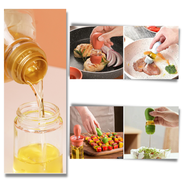 Glass Oil Bottle With Brush For Precise Pouring And Dispensing