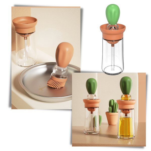 Glass Oil Bottle With Brush For Precise Pouring And Dispensing