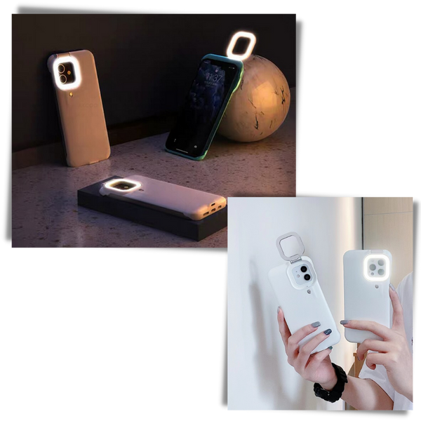 Phone Case With Built In Ring Light For Clear Selfies In Low Light