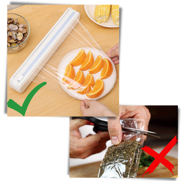 Versatile Plastic Food Wrap Dispenser Keeps Food Fresh Everyday