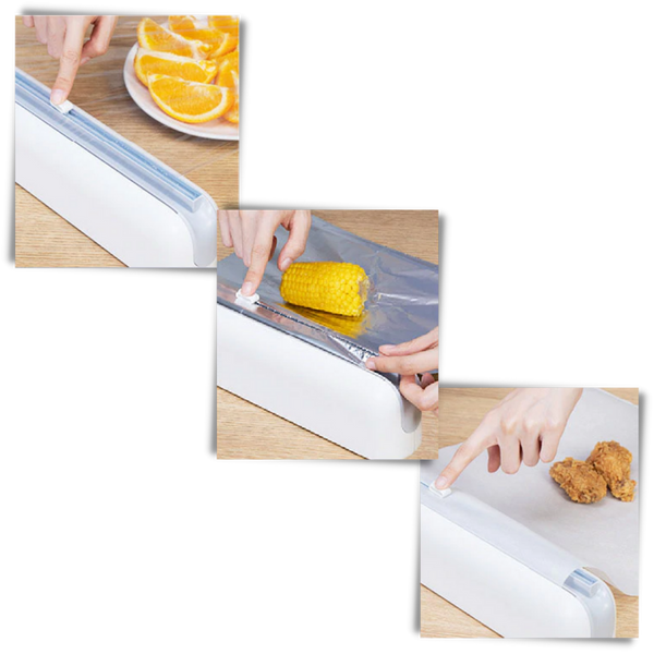 Versatile Plastic Food Wrap Dispenser Keeps Food Fresh Everyday