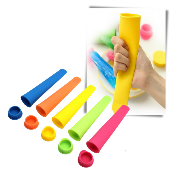 Five Pack Silicone Popsicle Molds For Easy To Make Frozen Treats