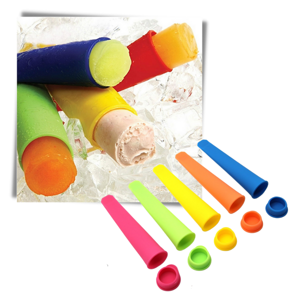 Five Pack Silicone Popsicle Molds For Easy To Make Frozen Treats