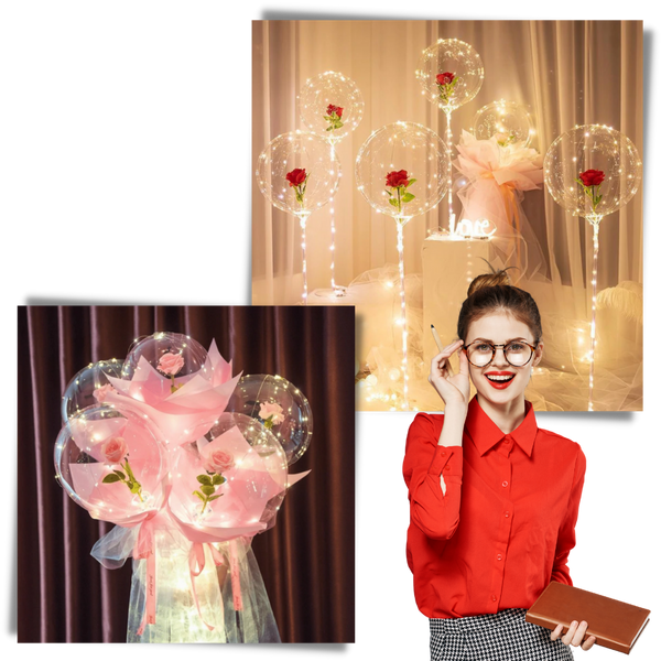Rose LED Balloon for Romantic Ambiance and Lasting Decor Flair