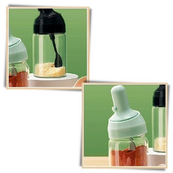 Moisture Proof Seasoning Jar With Retractable Spoon For Precise Dispensing
