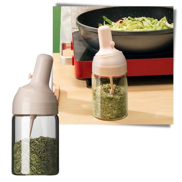 Moisture Proof Seasoning Jar With Retractable Spoon For Precise Dispensing