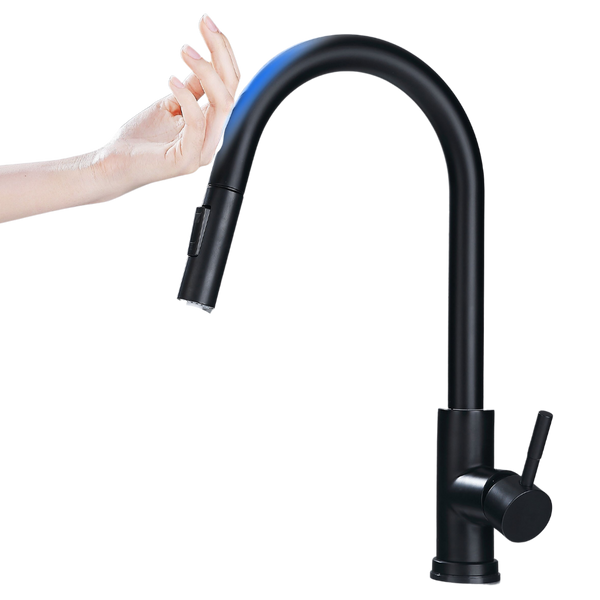 Sensor Activated Kitchen Faucet With Flexible Hose And Dual Spray Head