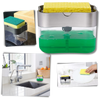 Two In One Detergent Dispenser With Sponge Holder For One Handed Dishwashing