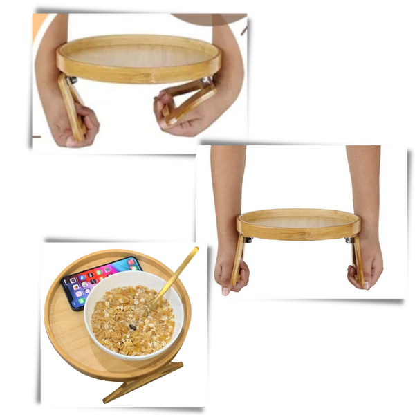 Foldaway Wooden Armrest Table For Space Saving Convenience