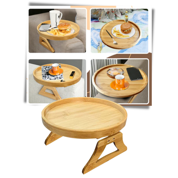 Foldaway Wooden Armrest Table For Space Saving Convenience