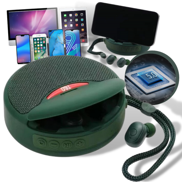 Portable Bluetooth Speaker With Earbuds For Immersive Sound