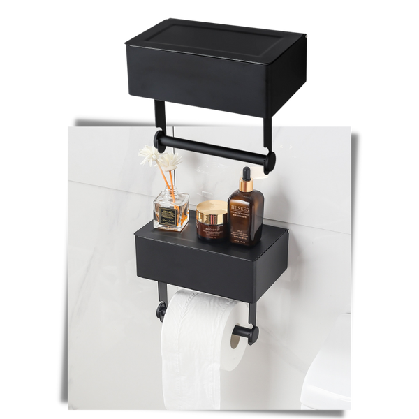 Premium Waterproof Toilet Paper Holder With Integrated Tissue Box And Shelf