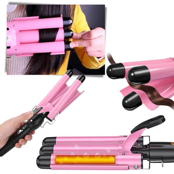 Tri-Barrel Ceramic Curling Iron for Silky Lasting Waves