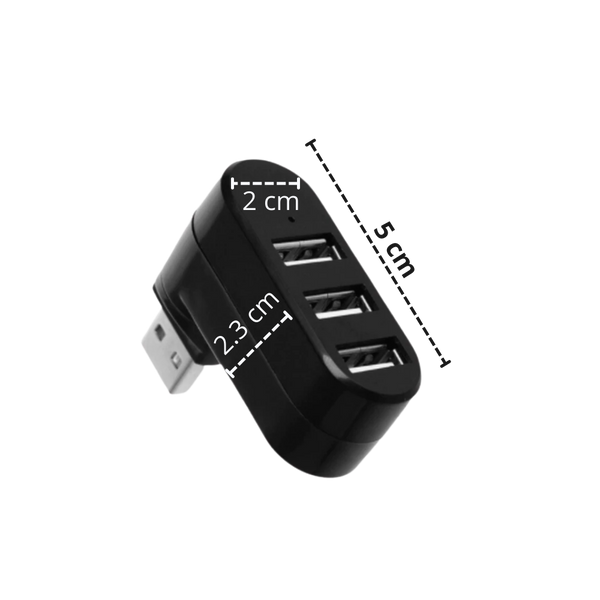 Rotating USB Hub With Three Ports For Simultaneous Charging